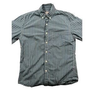 Vintage J. Crew Men's Button-Down Shirt Blue & White Plaid Small